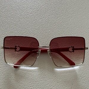Salvatore Ferragamo Red and Silver Sunglasses